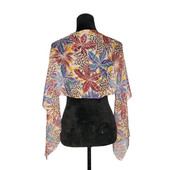 NWT Chicos Vintage 90s Multicolor Tropical Rectangle Silk Scarf 57x14 in Resort - Picture 2 of 5